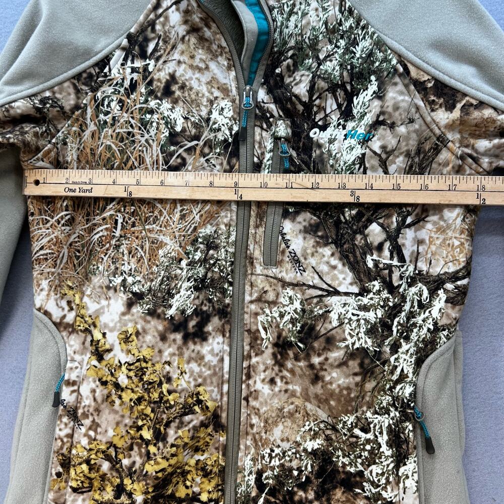Cabela's Outfither Jacket Women's Small Brown Woodland Camo Softshell Hunting - Picture 8 of 15
